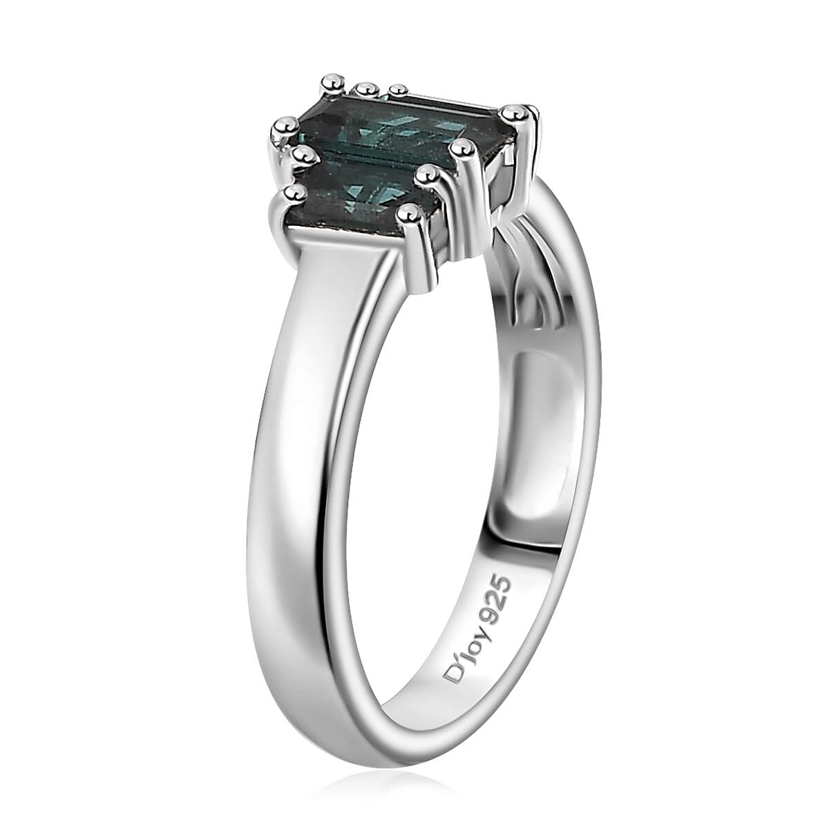 Premium Monte Belo Indicolite 3 Stone Ring in Rhodium Over Sterling Silver (Size 9.0) 1.10 ctw image number 3