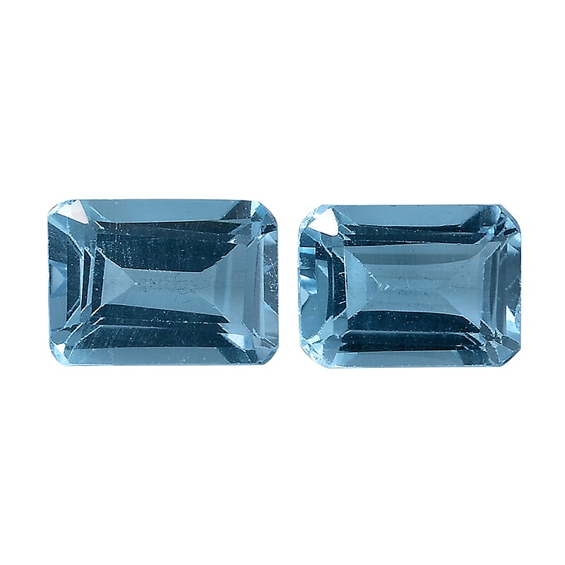 Swiss Blue Topaz Set of 2 (Oct 7x5 mm) 2.33 ctw Loose gemstone