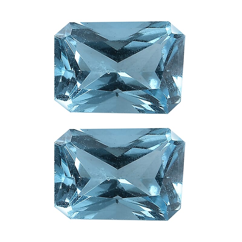 Radiant Cut Swiss Blue Topaz Set of 2 (Oct 7x5 mm) 2.05 ctw Loose gemstone