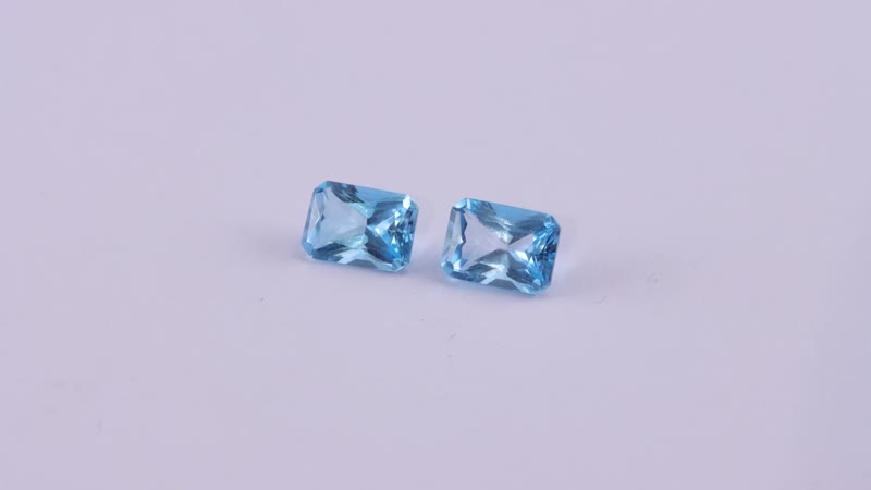 Radiant Cut Swiss Blue Topaz Set of 2 (Oct 7x5 mm) 2.05 ctw Loose gemstone