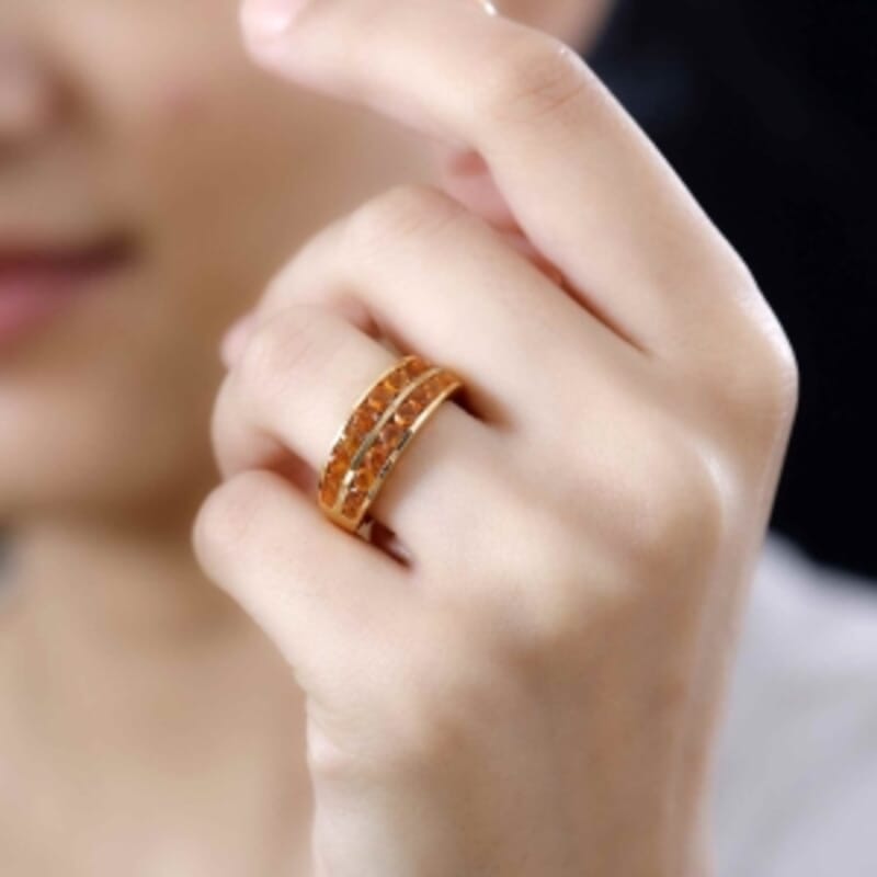 Fire Opal 1.15 ctw Ring in 18K Vermeil Yellow Gold Over Sterling Silver (Size 9.0)