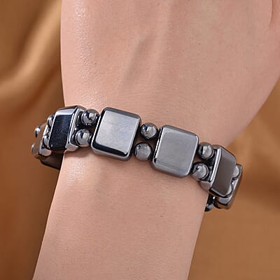 Terahertz Cushion Block and Beaded Stretch Bracelet 154.00 ctw