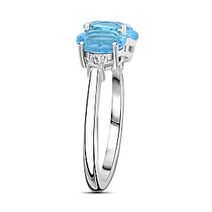 Certified & Appraised Rhapsody 950 Platinum AAAA Santa Maria Aquamarine and E-F VS Diamond Trilogy Ring (Size 10.0) 2.20 ctw