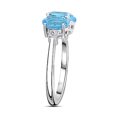 Certified & Appraised Rhapsody 950 Platinum AAAA Santa Maria Aquamarine and E-F VS Diamond Trilogy Ring (Size 10.0) 2.20 ctw