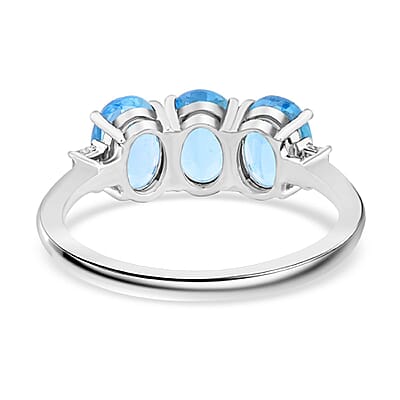 Certified & Appraised Rhapsody 950 Platinum AAAA Santa Maria Aquamarine and E-F VS Diamond Trilogy Ring (Size 10.0) 2.20 ctw