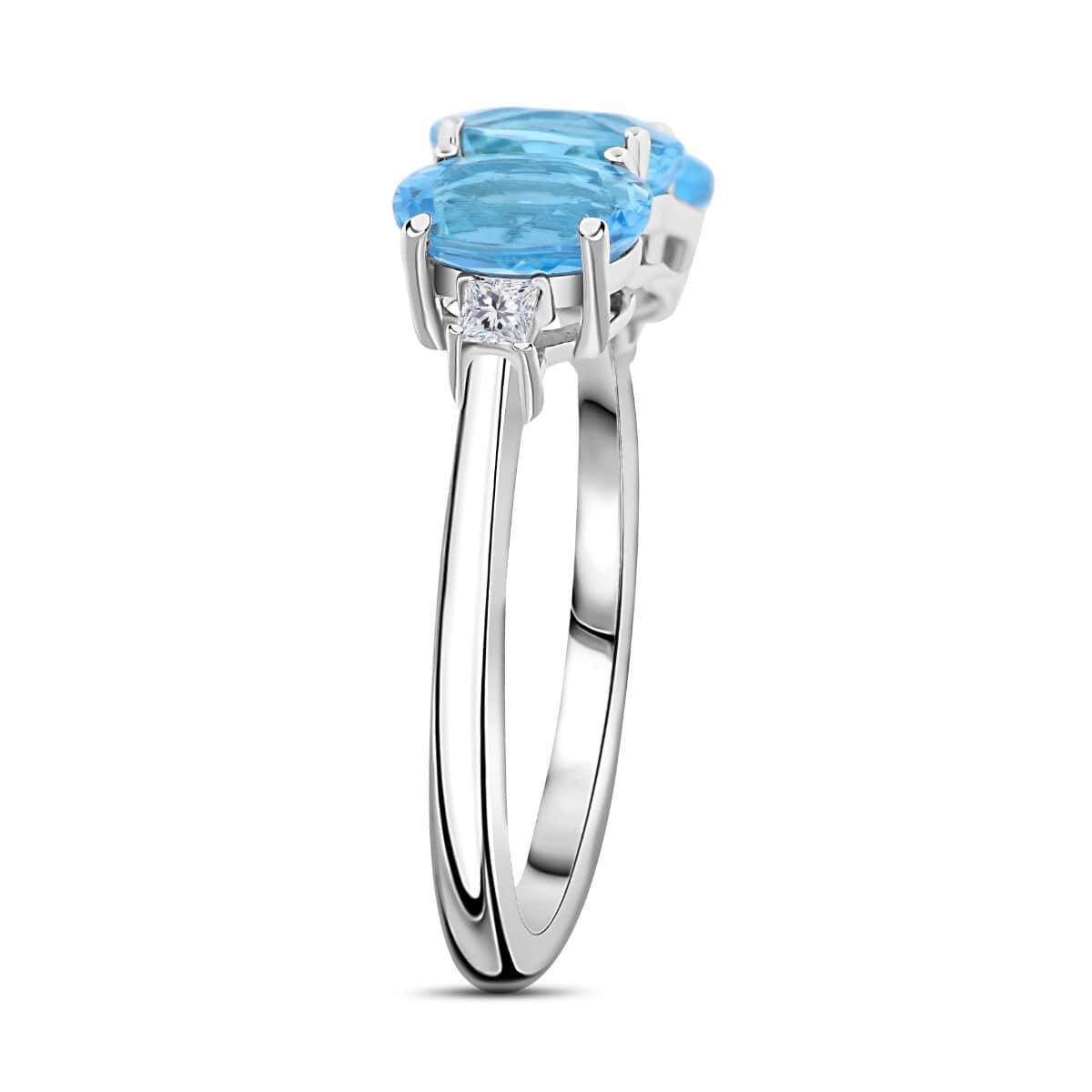 Certified & Appraised Rhapsody 950 Platinum AAAA Santa Maria Aquamarine and E-F VS Diamond Trilogy Ring (Size 6.0) 2.20 ctw image number 3