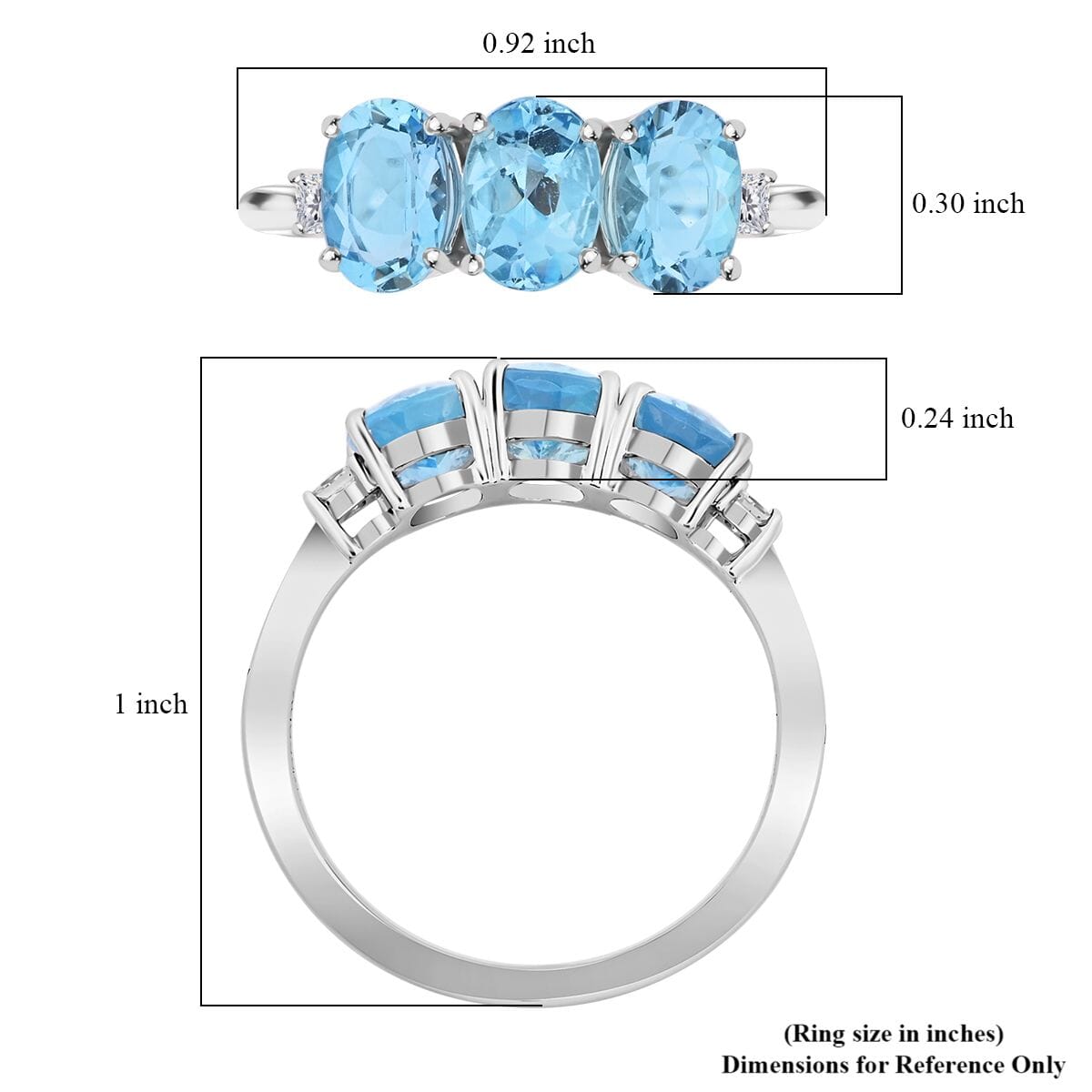 Certified & Appraised Rhapsody 950 Platinum AAAA Santa Maria Aquamarine and E-F VS Diamond Trilogy Ring (Size 8.0) 2.20 ctw image number 5