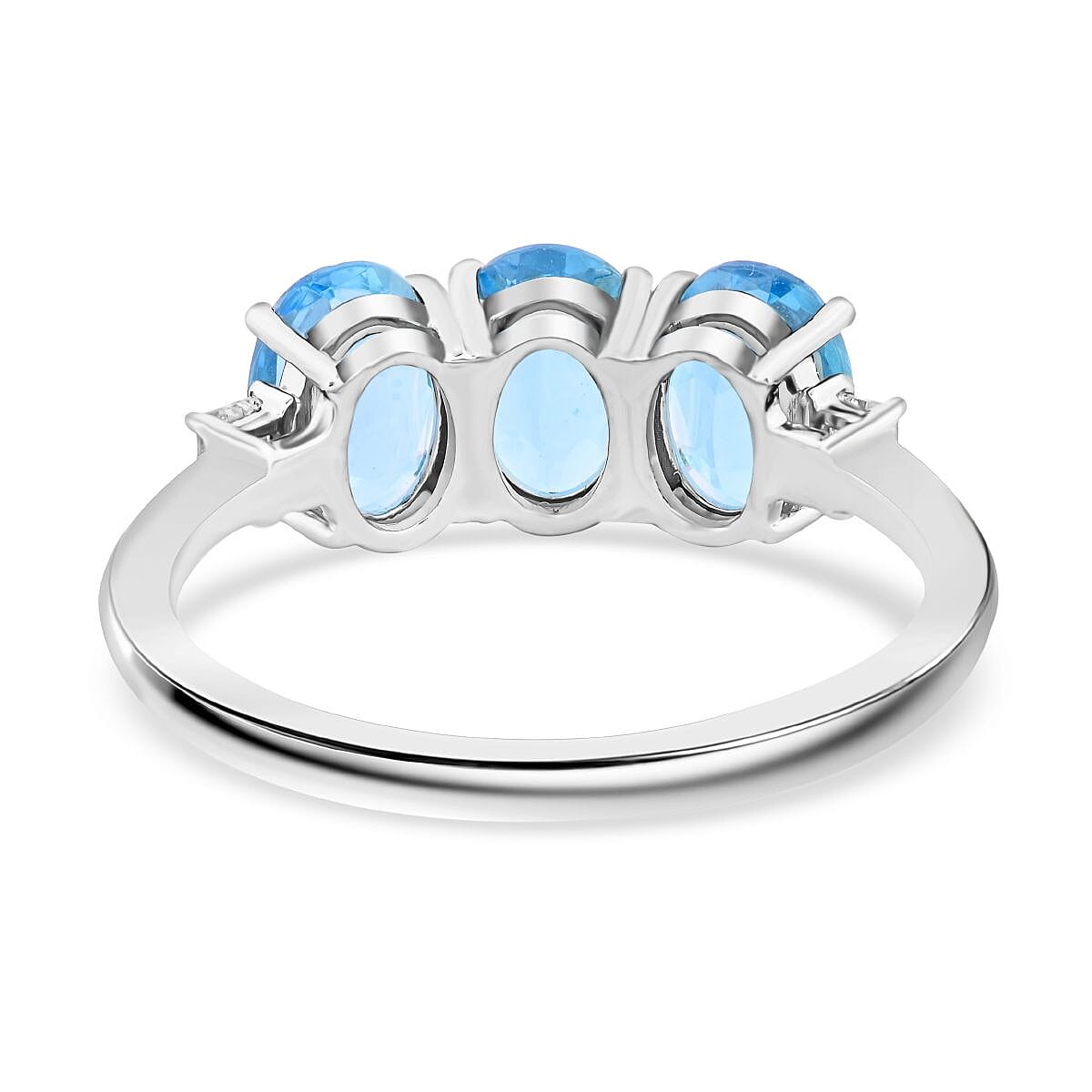 Certified & Appraised Rhapsody 950 Platinum AAAA Santa Maria Aquamarine and E-F VS Diamond Trilogy Ring (Size 9.5) 2.20 ctw image number 4