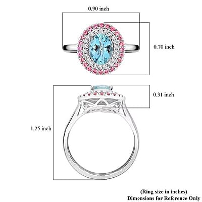 Certified and Appraised Luxoro AAA Santa Maria Aquamarine, Pink Spinel, Diamond Ring in 14K White Gold 2.25 ctw (Size 11.0)