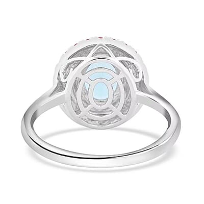 Certified and Appraised Luxoro AAA Santa Maria Aquamarine, Pink Spinel, Diamond Ring in 14K White Gold 2.25 ctw (Size 5.0)