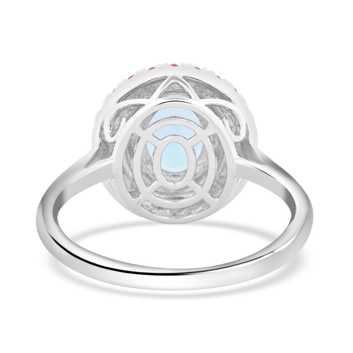 Certified & Appraised Luxoro 14K White Gold AAA Santa Maria Aquamarine, Pink Spinel and G-H I2 Diamond Ring (Size 8.0) 4.50 Grams 2.25 ctw image number 4