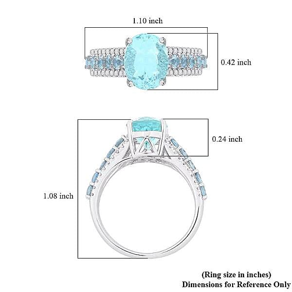 Certified & Appraised Luxoro AAA Santa Maria Aquamarine and G-H I2 Diamond 3.20 ctw Ring in 14K White Gold (Size 10.0) 4.56 Grams