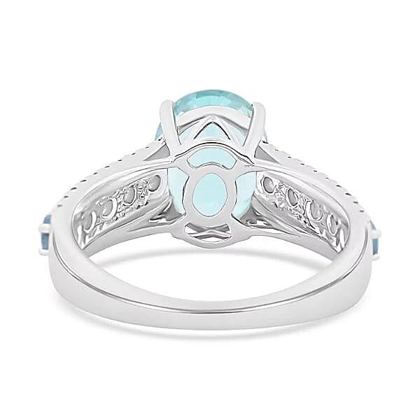 Certified & Appraised Luxoro AAA Santa Maria Aquamarine and G-H I2 Diamond 3.20 ctw Ring in 14K White Gold (Size 10.0) 4.56 Grams