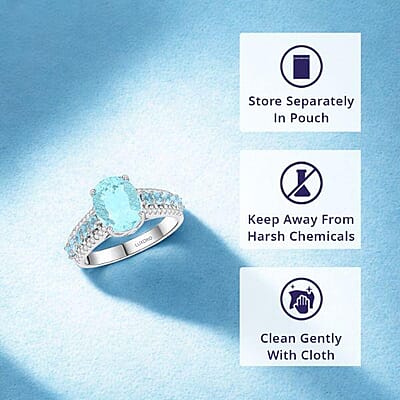 Certified & Appraised Luxoro AAA Santa Maria Aquamarine and G-H I2 Diamond 3.20 ctw Ring in 14K White Gold (Size 7.5) 4.56 Grams