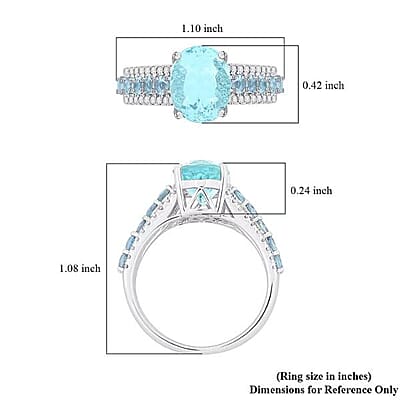 Certified & Appraised Luxoro AAA Santa Maria Aquamarine and G-H I2 Diamond 3.20 ctw Ring in 14K White Gold (Size 7.5) 4.56 Grams