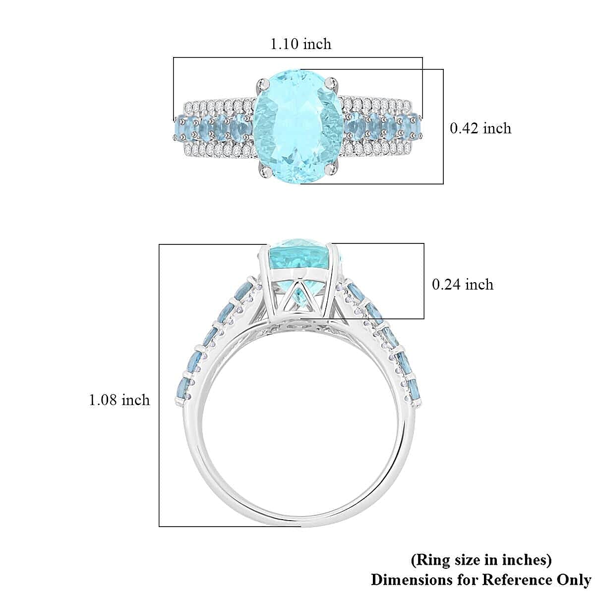 Certified & Appraised Luxoro AAA Santa Maria Aquamarine and G-H I2 Diamond 3.20 ctw Ring in 14K White Gold (Size 9.5) 4.56 Grams image number 5