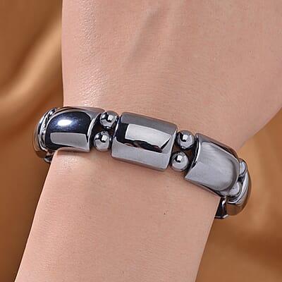 Terahertz Cushion Block and Beaded Stretch Bracelet 131.00 ctw