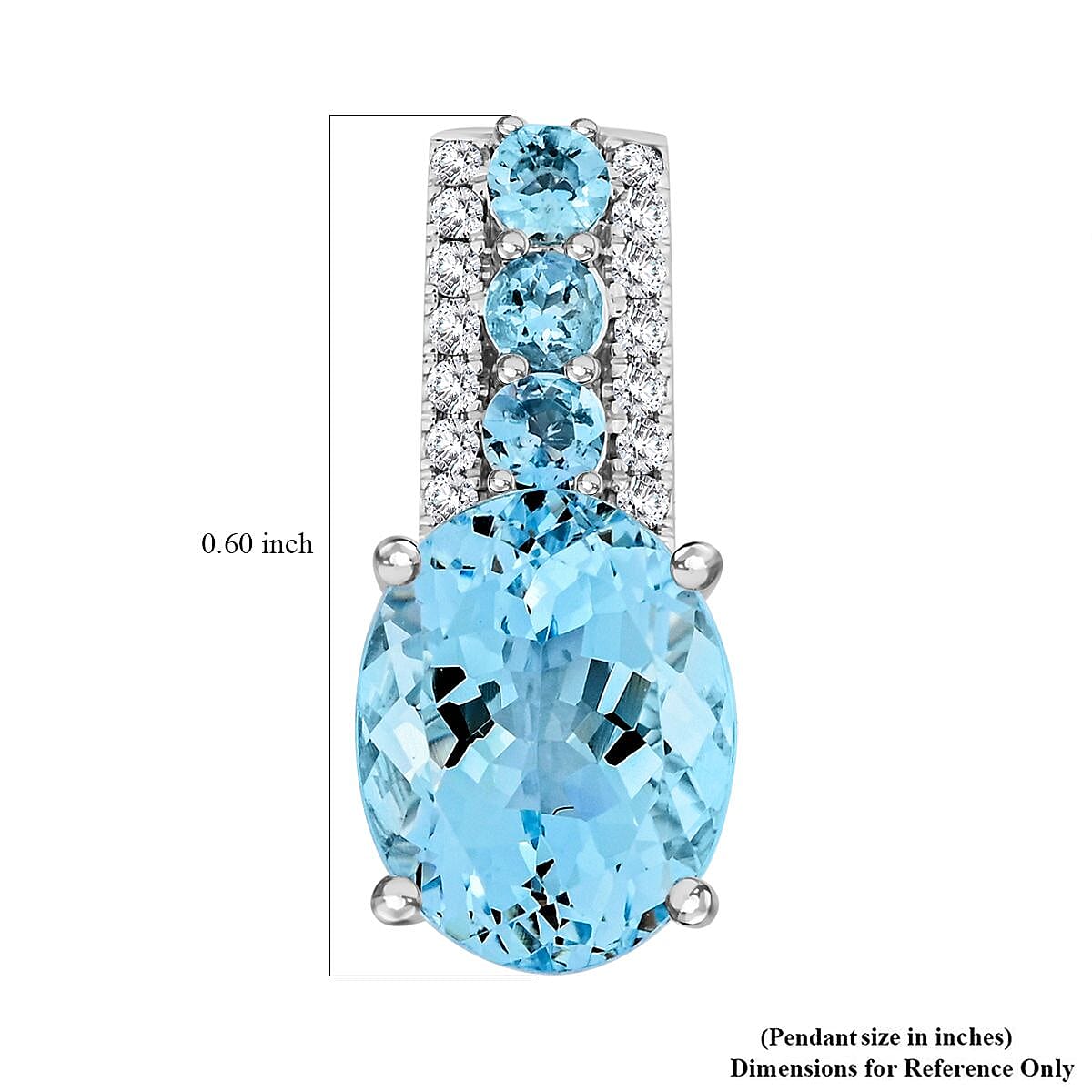 Certified & Appraised Luxoro 14K White Gold AAA Santa Maria Aquamarine and G-H I2 Diamond Pendant 2.60 ctw