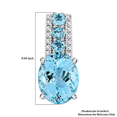 Certified & Appraised Luxoro 14K White Gold AAA Santa Maria Aquamarine and G-H I2 Diamond Pendant 2.60 ctw