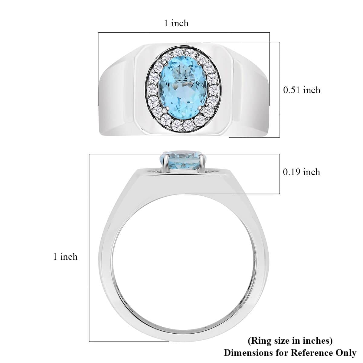 Ankur Treasure Chest Certified & Appraised Luxoro 14K White Gold AAA Santa Maria Aquamarine, Diamond (G-H, I2) (0.22 cts) Ring (Size 10.0) (4.56 g) 1.35 ctw image number 4