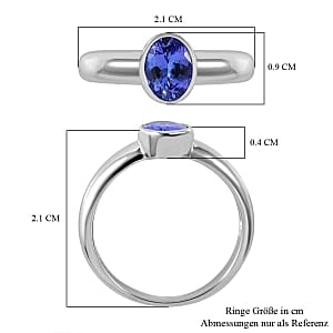 Tanzanite 1.00 ctw Ring in Platinum Over Sterling Silver (Size 8)