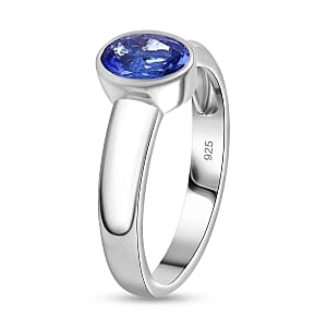 Tanzanite 1.00 ctw Ring in Platinum Over Sterling Silver (Size 9)