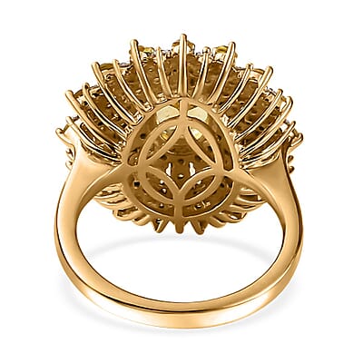 Brazilian Sunfire Beryl and Multi Gemstone Sunray Ring in Vermeil Yellow Gold Over Sterling Silver (Size 10.0) 3.60 ctw