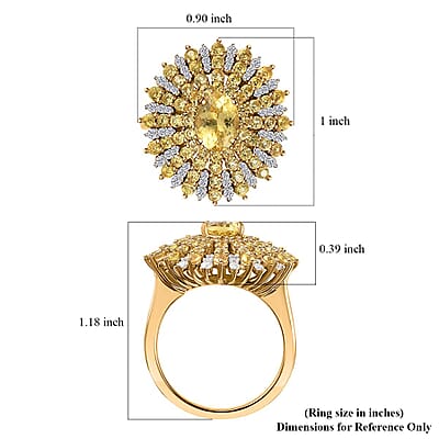 Brazilian Sunfire Beryl and Multi Gemstone Sunray Ring in Vermeil Yellow Gold Over Sterling Silver (Size 10.0) 3.60 ctw