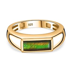 Ammolite 1.13 ctw Ring in Vermeil Yellow Gold Over Sterling Silver (Size 9)