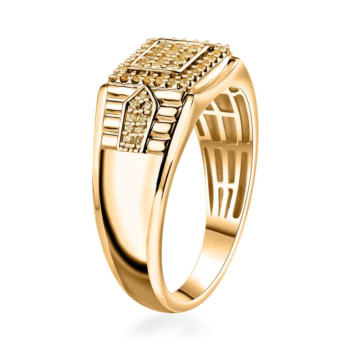 Buy Natural Yellow Diamond (I3) Men's Ring in 18K Vermeil Yellow Gold ...