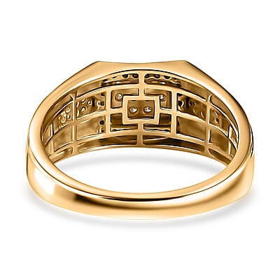 Natural Yellow Diamond (I3) Men's Ring in 18K Vermeil Yellow Gold Over Sterling Silver (Size 10.0) 0.50 ctw