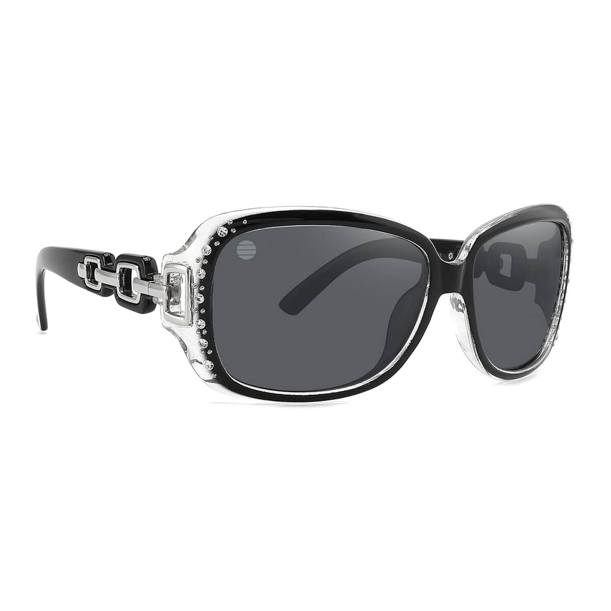 SolarX Black Fashion Linked Polarized Sunglasses with Rhinestones image number 0