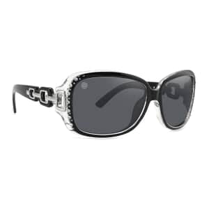 SolarX Black Fashion Linked Polarized Sunglasses with Rhinestones