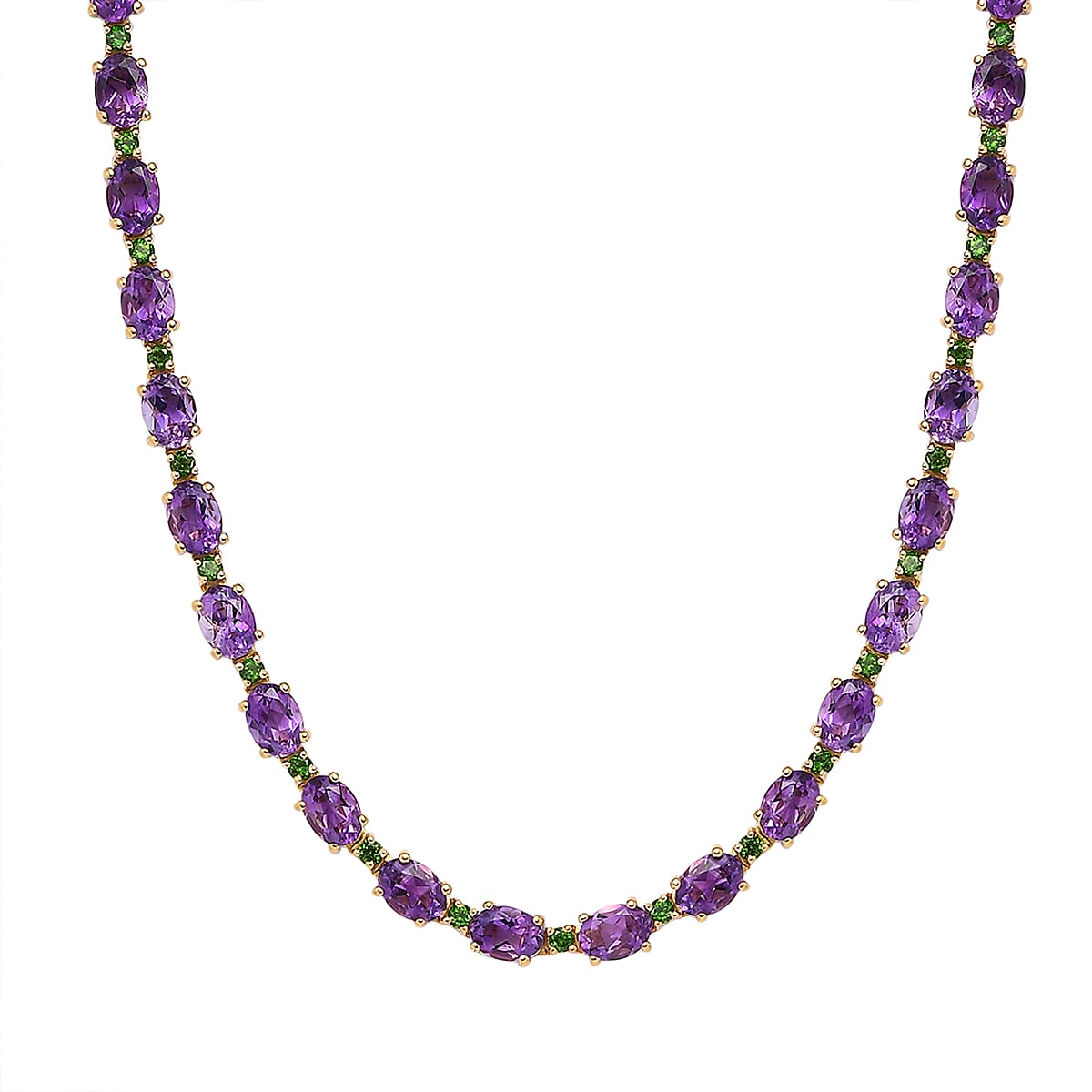 Premium Moroccan Amethyst and Chrome Diopside Necklace 18 Inches in 18K Vermeil Yellow Gold Over Sterling Silver 36.30 ctw image number 0