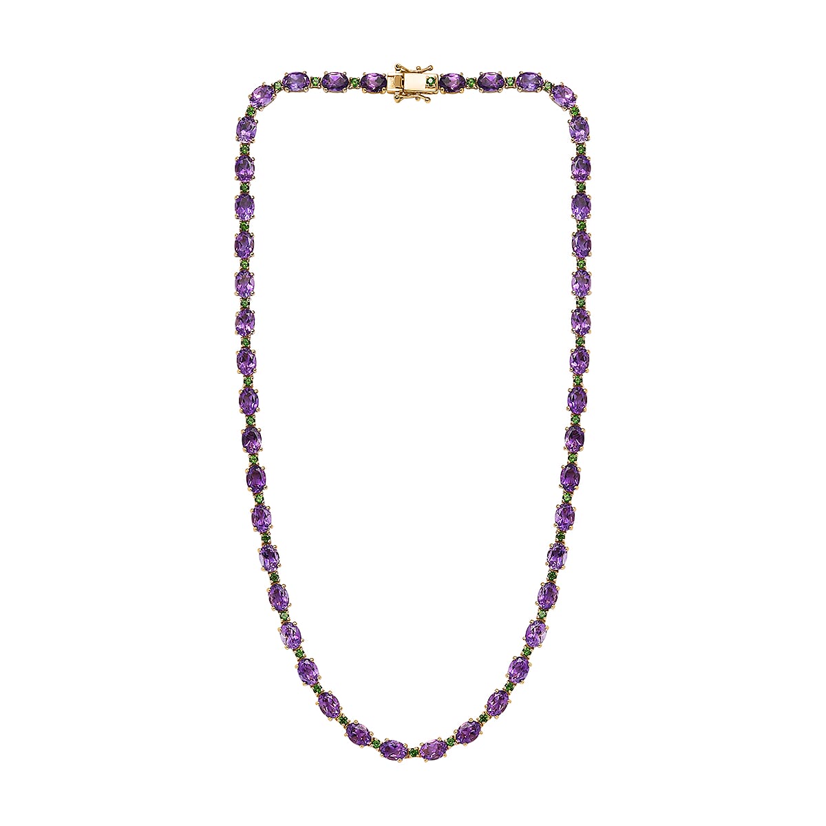 Premium Moroccan Amethyst and Chrome Diopside Necklace 18 Inches in 18K Vermeil Yellow Gold Over Sterling Silver 36.30 ctw image number 3