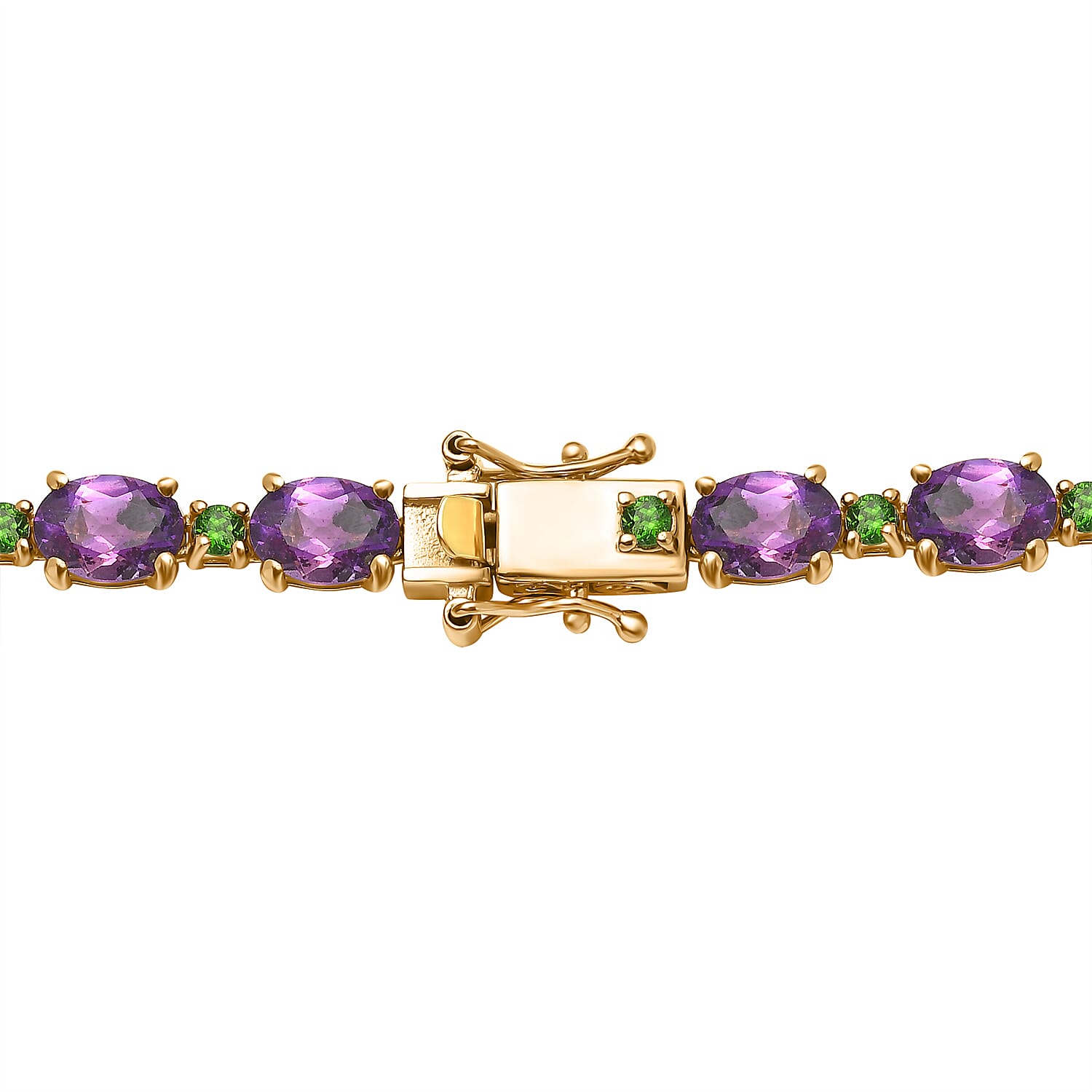 Premium Moroccan Amethyst and Chrome Diopside Necklace 18 Inches in 18K Vermeil Yellow Gold Over Sterling Silver 36.30 ctw