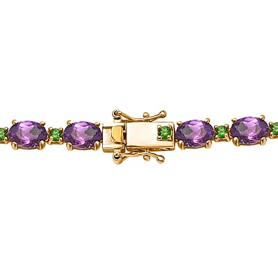 Premium Moroccan Amethyst and Chrome Diopside Necklace 18 Inches in 18K Vermeil Yellow Gold Over Sterling Silver 36.30 ctw
