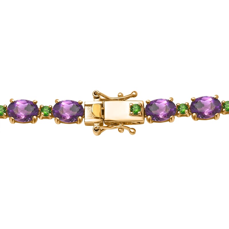 Premium Moroccan Amethyst and Chrome Diopside Necklace 18 Inches in 18K Vermeil Yellow Gold Over Sterling Silver 36.30 ctw