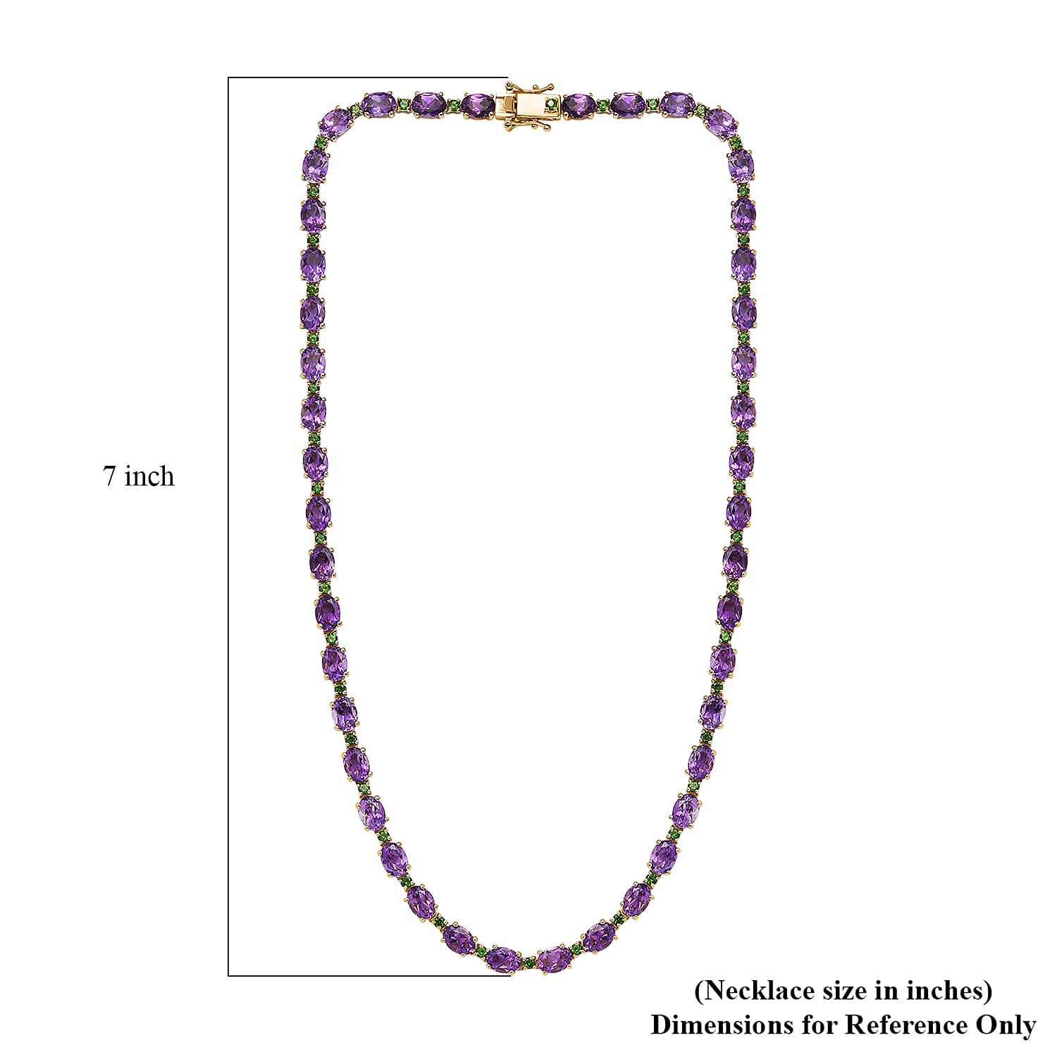 Premium Moroccan Amethyst and Chrome Diopside Necklace 18 Inches in 18K Vermeil Yellow Gold Over Sterling Silver 36.30 ctw