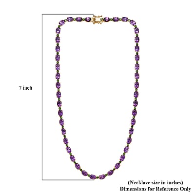 Premium Moroccan Amethyst and Chrome Diopside Necklace 18 Inches in 18K Vermeil Yellow Gold Over Sterling Silver 36.30 ctw