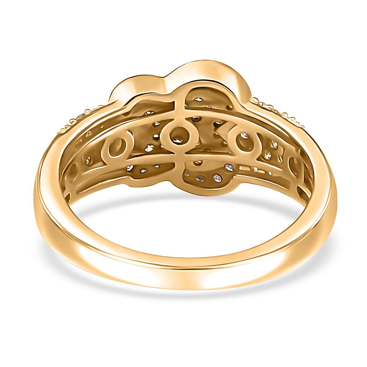 Natural Yellow Diamond I3 and Diamond Butterfly Ring in 18K Vermeil Yellow Gold Over Sterling Silver (Size 10.0) 0.50 ctw