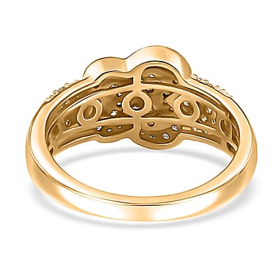 Natural Yellow Diamond I3 and Diamond Butterfly Ring in 18K Vermeil Yellow Gold Over Sterling Silver (Size 10.0) 0.50 ctw