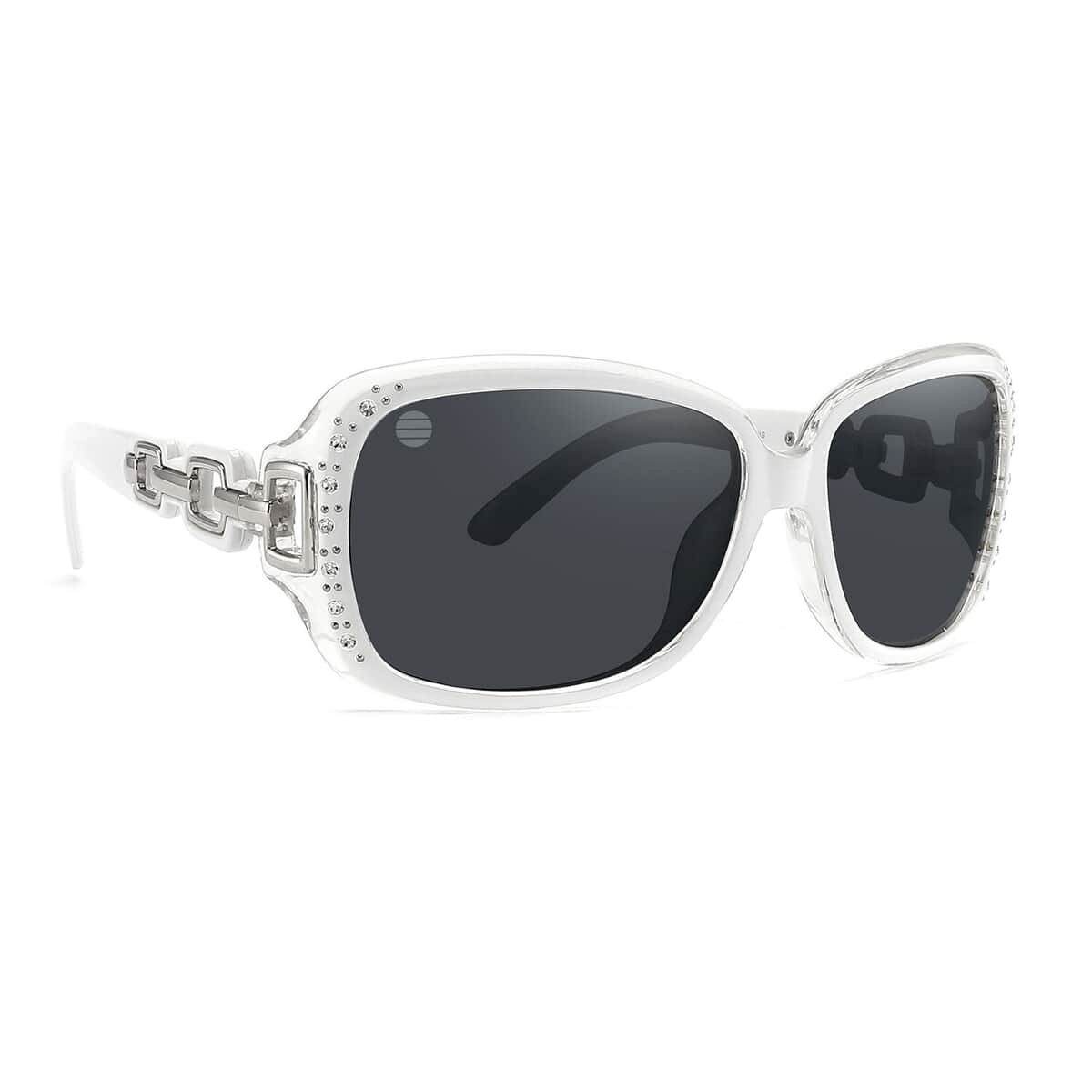 SolarX White Fashion Linked Polarized Sunglasses with Rhinestones image number 0