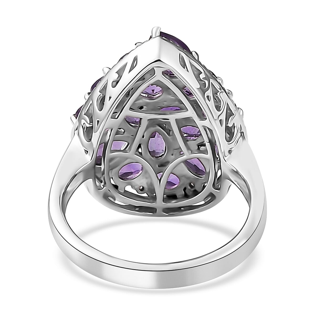 Uruguayan Amethyst and White Zircon Ring in Platinum Over Sterling Silver (Size 10.0) 3.60 ctw