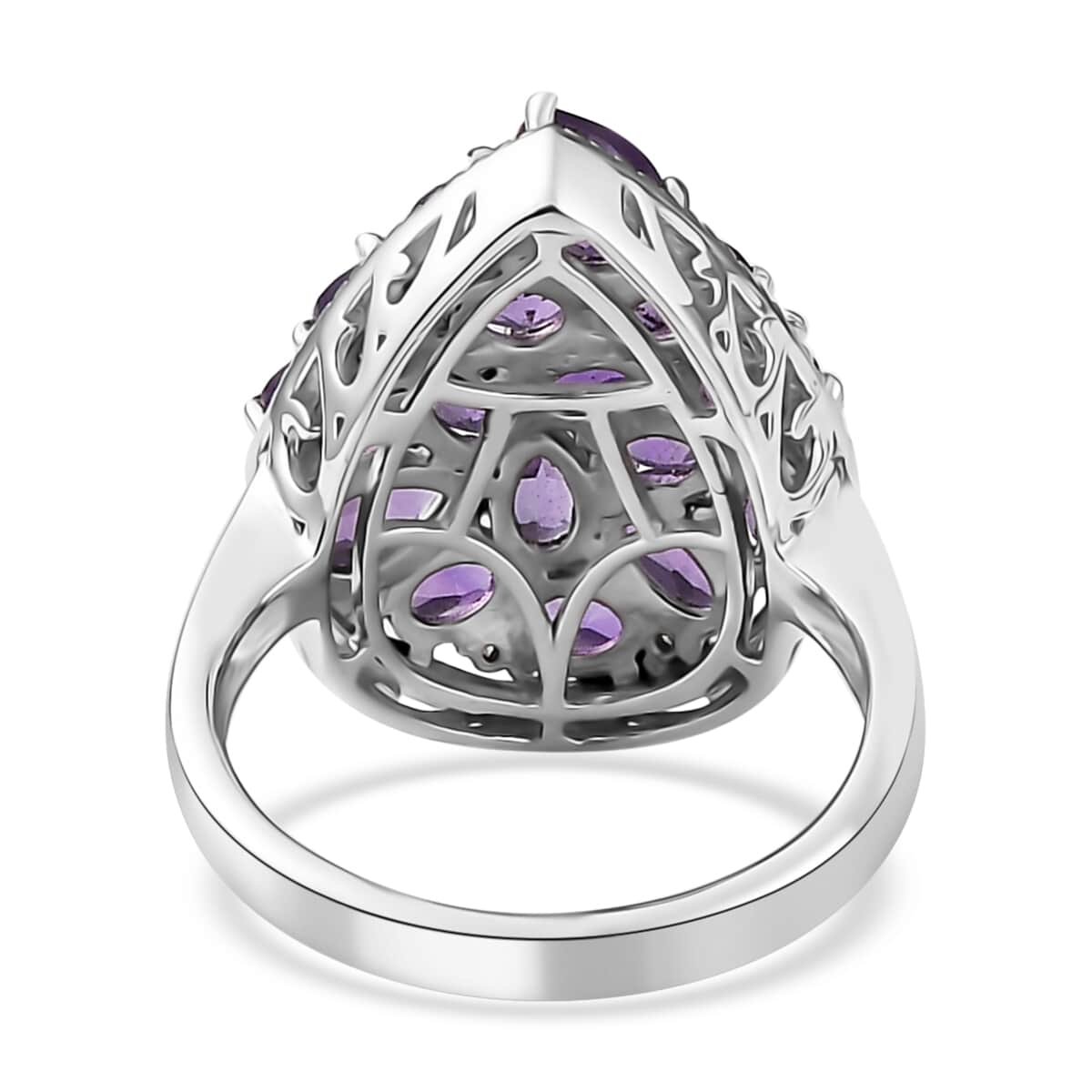 Uruguayan Amethyst and White Zircon Ring in Platinum Over Sterling Silver (Size 10.0) 3.60 ctw image number 4