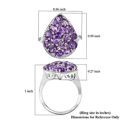 Uruguayan Amethyst and White Zircon Ring in Platinum Over Sterling Silver (Size 10.0) 3.60 ctw