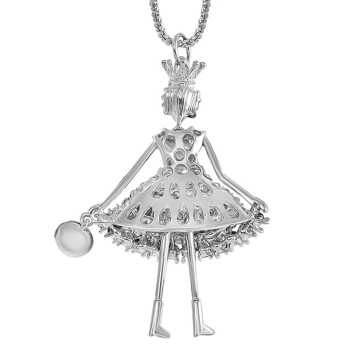 White and Red Austrian Crystal Necklace in Silvertone 28 Inches 