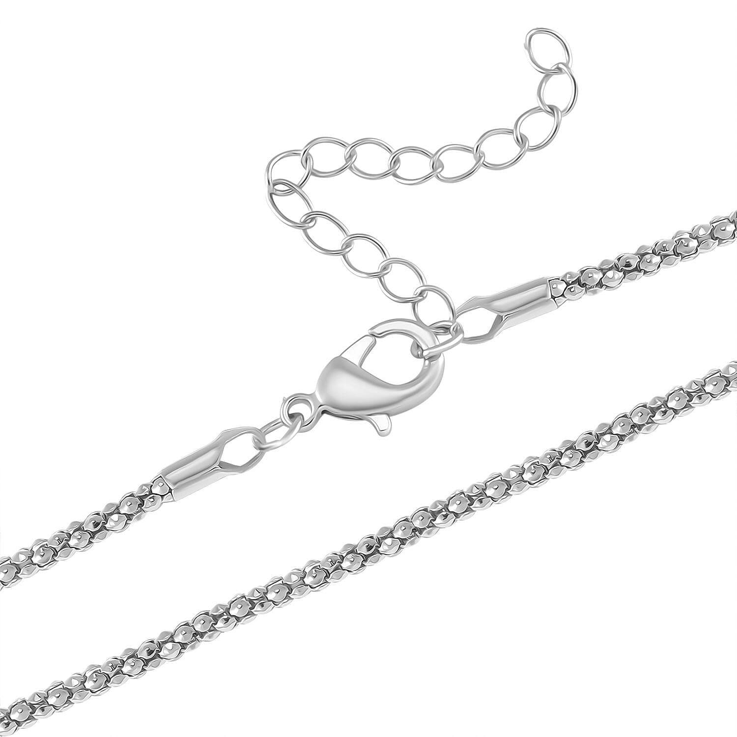 White and Red Austrian Crystal Necklace in Silvertone 28 Inches 