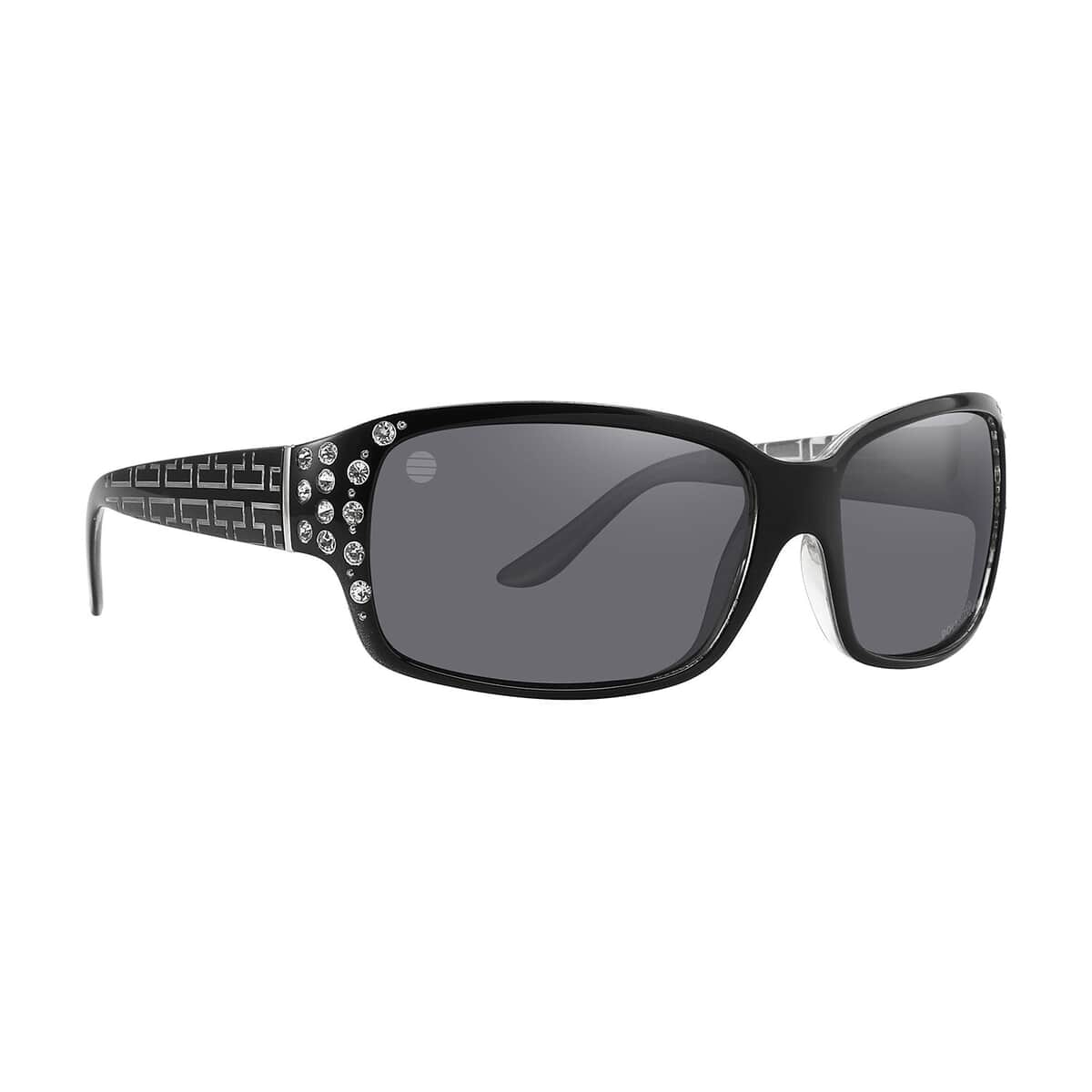 SolarX Black Greek Pattern UV400 Protection Sunglasses with Rhinestones image number 0