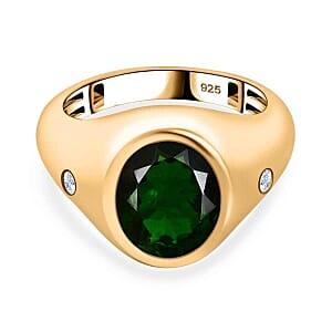 Chrome Diopside and Moissanite 3.62 ctw Ring in Vermeil Yellow Gold Over Sterling Silver (Size 8)